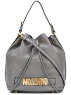 Moschino Drawstring Logo Shoulder Bag - Grey