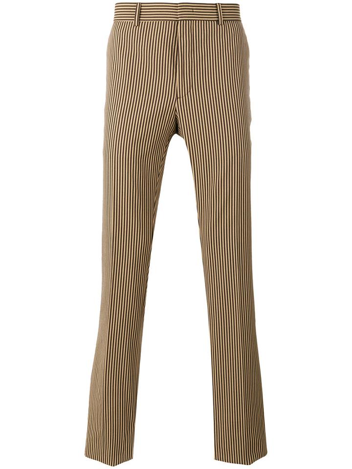 Fendi Striped Tailored Trousers, Men's, Size: 52, Nude/neutrals, Cotton/polyester