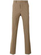 Fendi Striped Tailored Trousers, Men's, Size: 52, Nude/neutrals, Cotton/polyester
