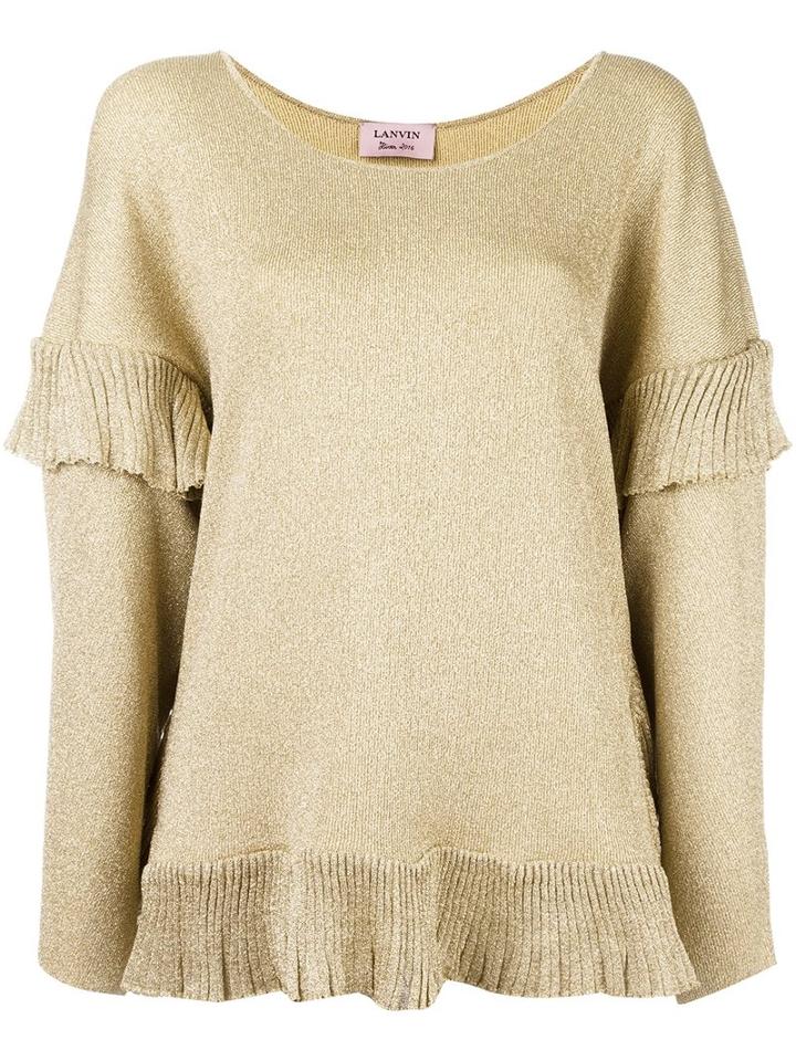 Lanvin Loose Ruffled Hem Blouse, Women's, Size: Small, Grey, Polyamide/polyester/viscose