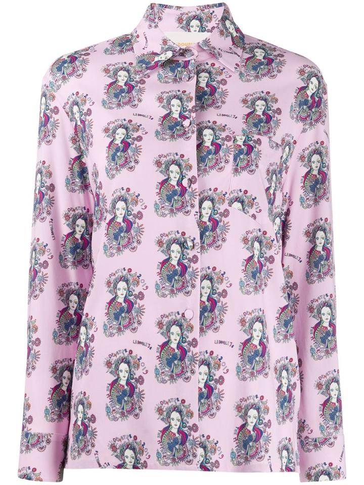 La Doublej Demeter Print Long Sleeve Shirt - Pink