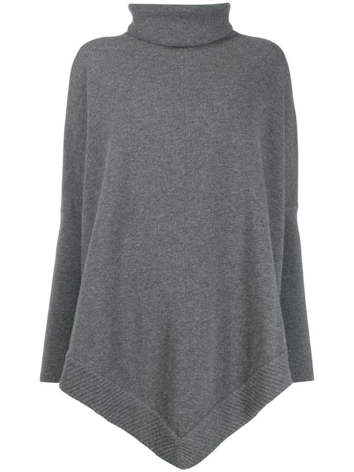 N.peal Roll Neck Poncho Jumper - Grey
