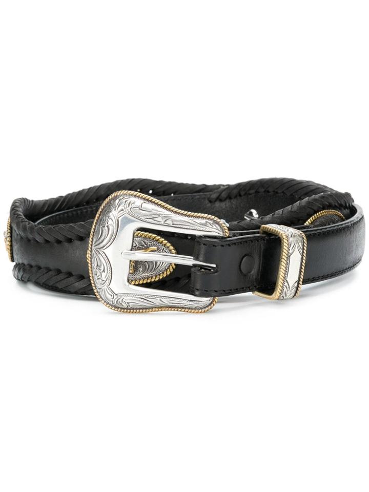 Jessie Western Embossed Buckle Belt - Black