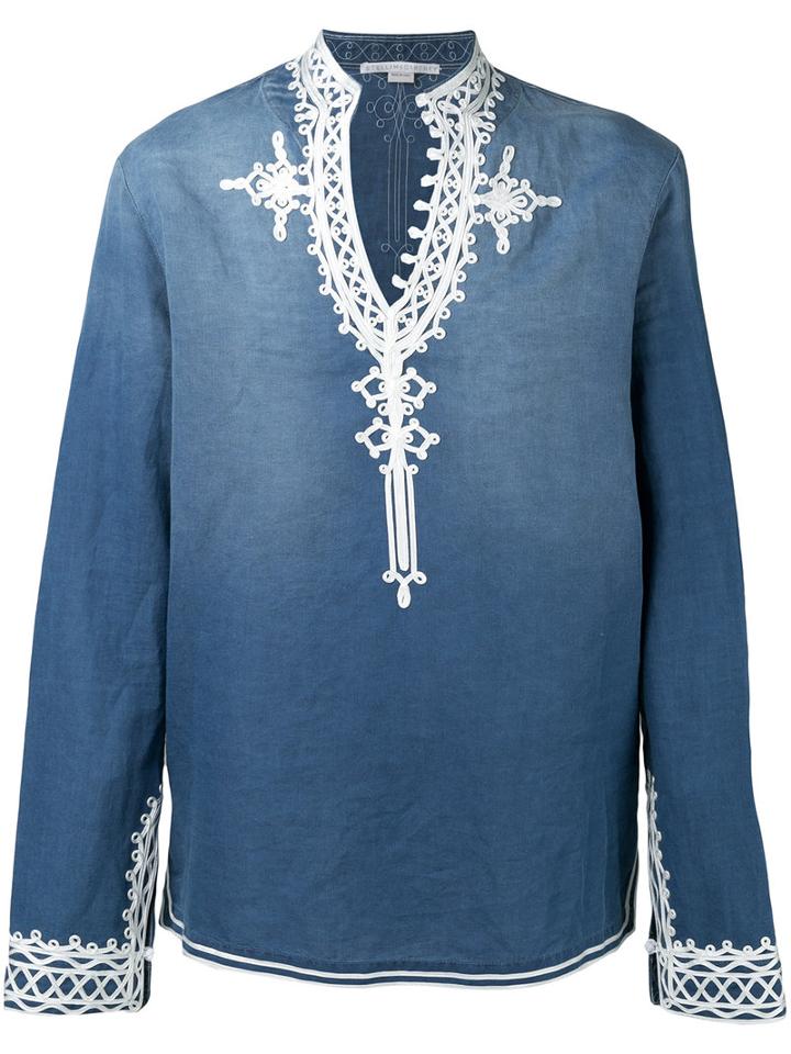 Stella Mccartney Embroidered Shirt, Men's, Size: 52, Blue, Cotton/linen/flax