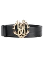 Roberto Cavalli Iconic Snake Logo Buckle Belt - Black