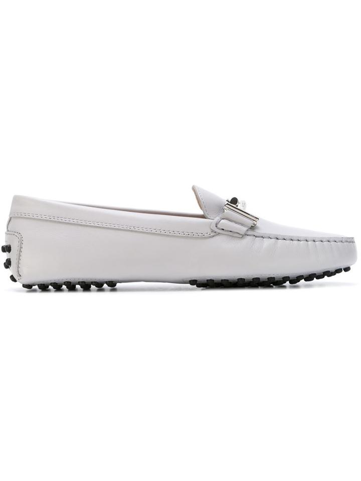 Tod S Gommino Driving Shoes, Women's, Size: 39.5, Grey, Leather/rubber