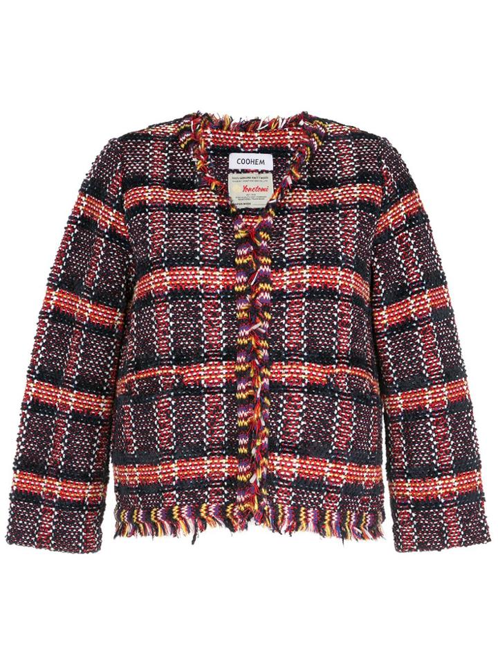 Coohem Tweed Fitted Blazer - Red