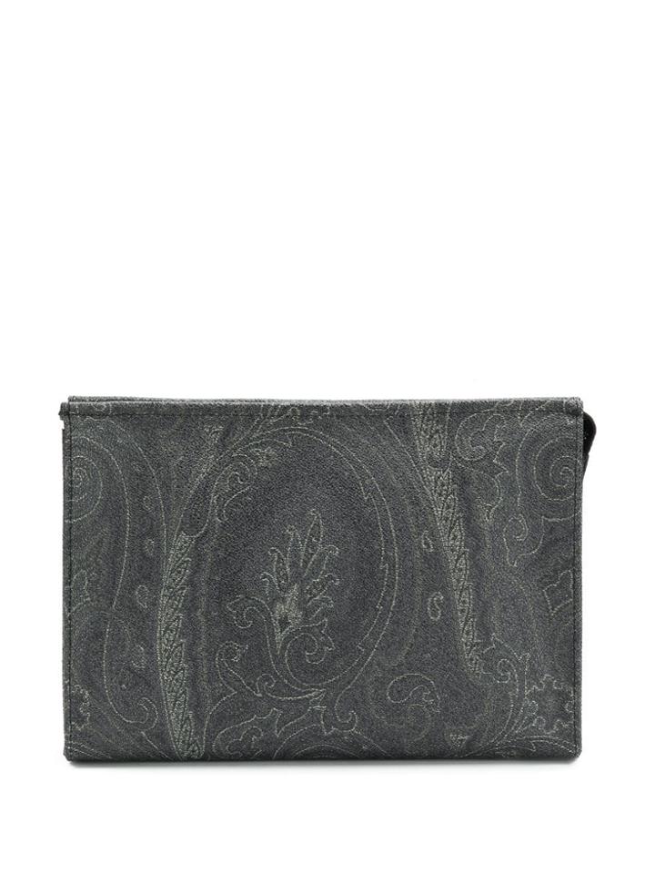 Etro Paisley Print Clutch - Grey