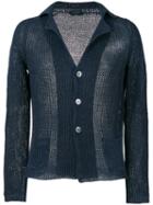 Zanone V-neck Cardigan, Men's, Size: 52, Blue, Linen/flax