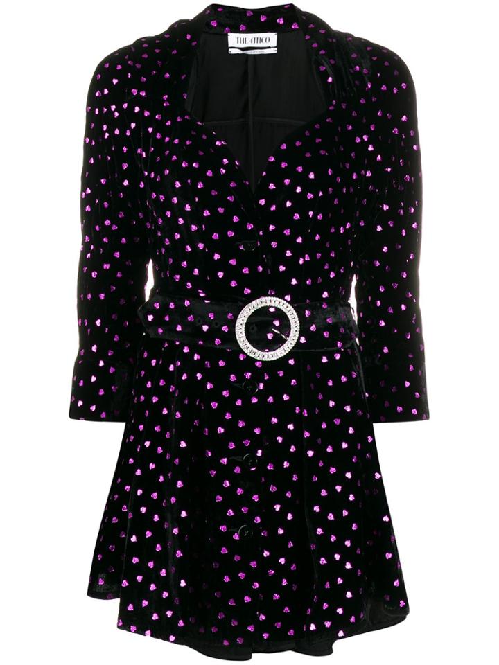 Attico Heart Print Mini Dress - Black