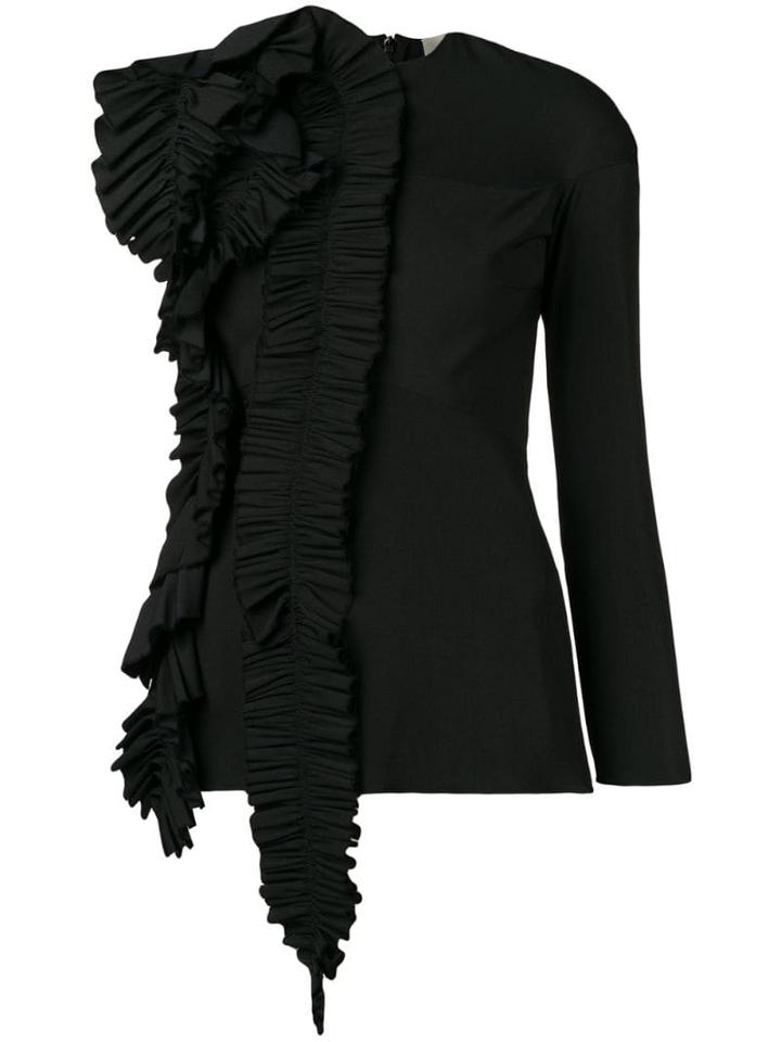 A.w.a.k.e. Mode Ruched One Shoulder Top - Black