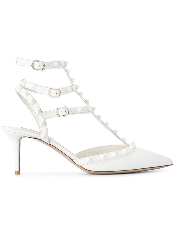 Valentino Valentino Garavani Rockstud Ankle Strap Pumps - Nude &