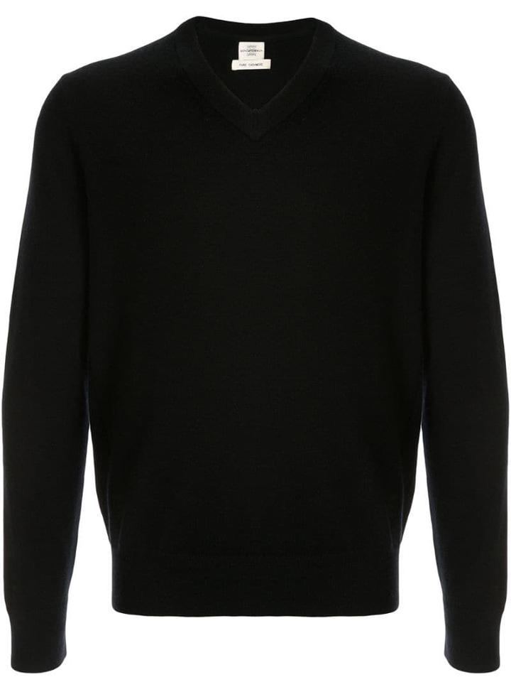 Kent & Curwen V-neck Cashmere Jumper - Black