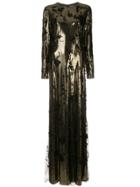 Ralph Lauren Collection Floral Beaded Dress - Gold
