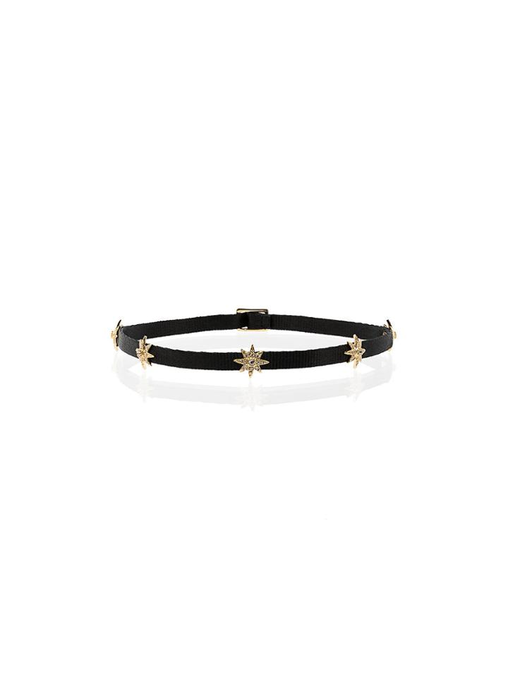 Shay Black Starburst Silk And Gold Choker