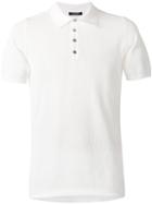Roberto Collina Textured Polo Shirt, Men's, Size: 48, White, Cotton