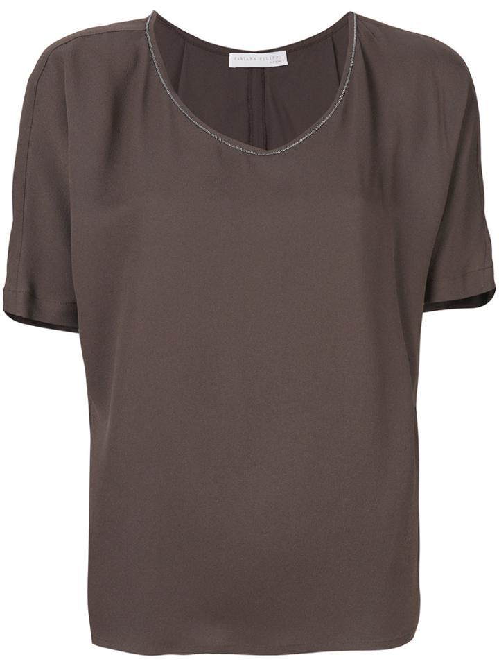 Fabiana Filippi Beaded Trim Blouse - Brown