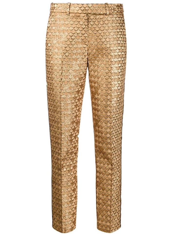 Paule Ka Fishscale Slim-fit Trousers - Gold