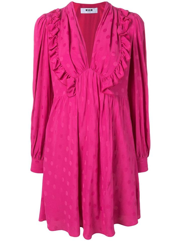 Msgm Ruffled Polka Dot Dress - Pink