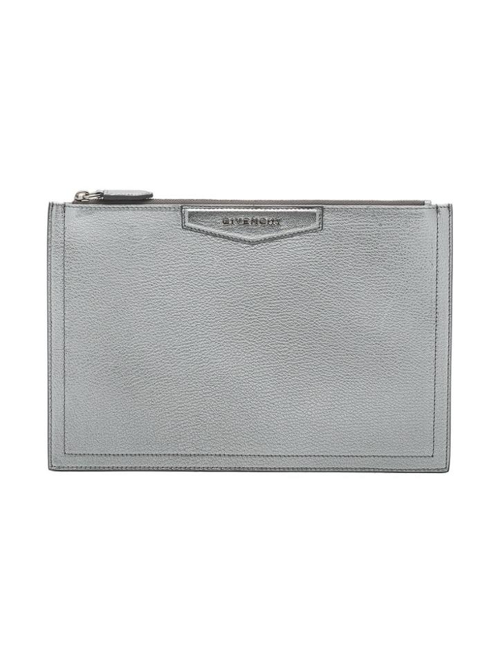 Givenchy Silver Antigona Medium Clutch Bag - Metallic