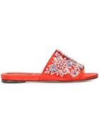 Rochas Jewel Embellished Slides - Red