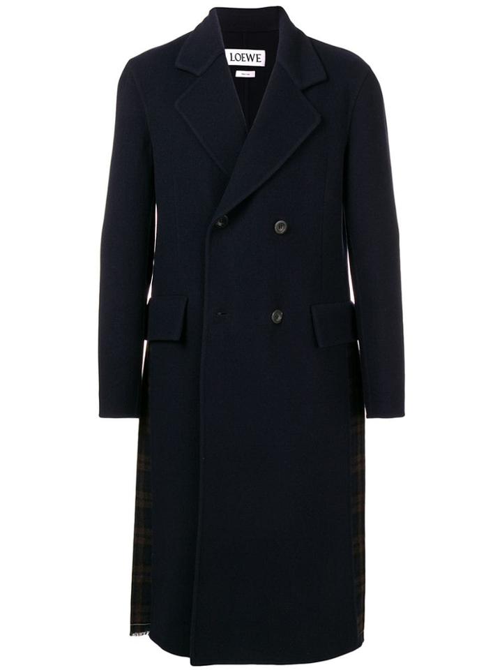 Loewe Double Breasted Pleated Back Coat - Blue