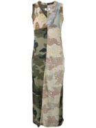 Mm6 Maison Margiela Camouflage Print Maxi Dress, Women's, Size: Small, Green, Cotton