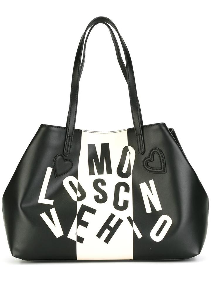 Love Moschino Logo Print Tote, Women's, Black, Polyurethane