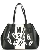 Love Moschino Logo Print Tote, Women's, Black, Polyurethane