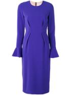 Roksanda - Flute Sleeve Dress - Women - Silk/polyester/spandex/elastane/viscose - 6, Pink/purple, Silk/polyester/spandex/elastane/viscose