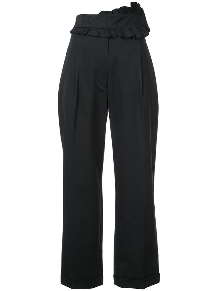 Carven Ruffle Front Cropped Trousers - Black