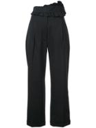 Carven Ruffle Front Cropped Trousers - Black