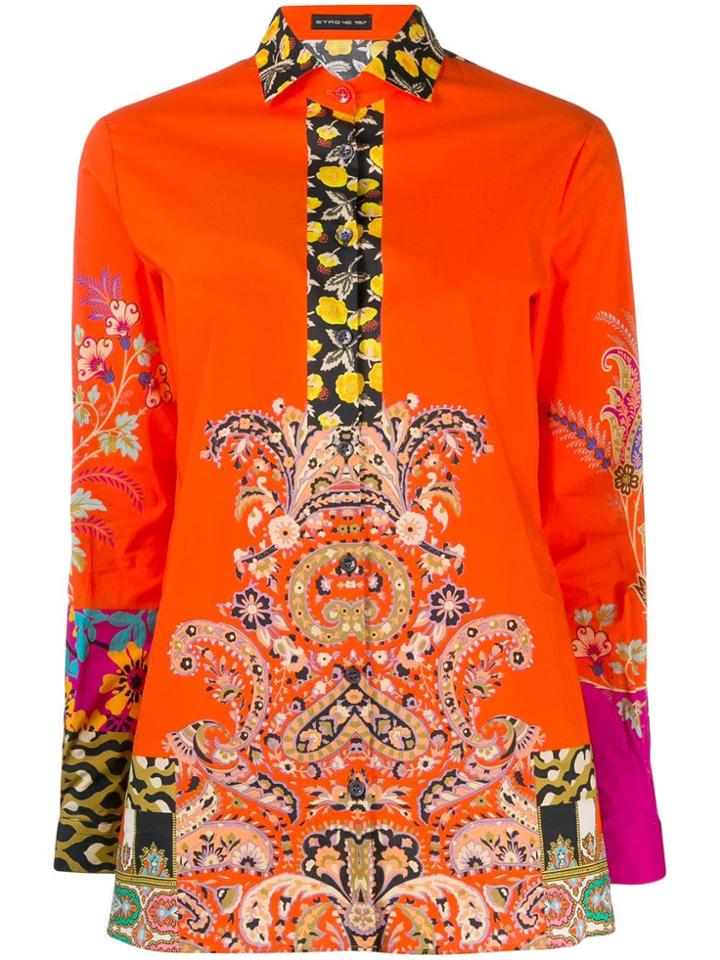 Etro Contrast Print Shirt - Orange