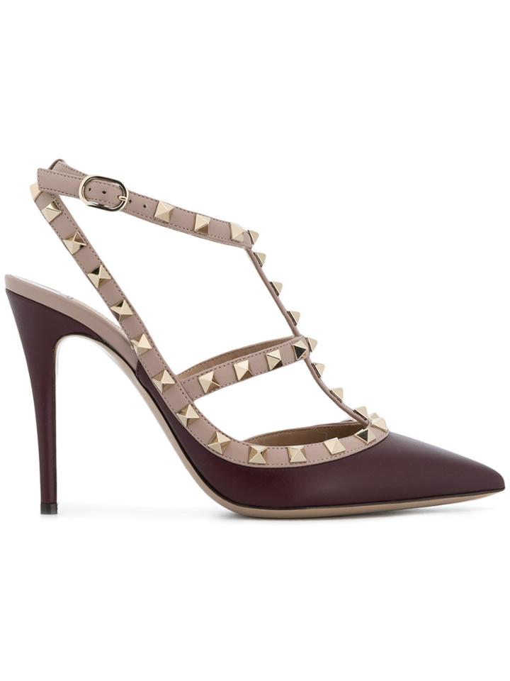 Valentino Rockstud Slingback Pumps - Pink & Purple