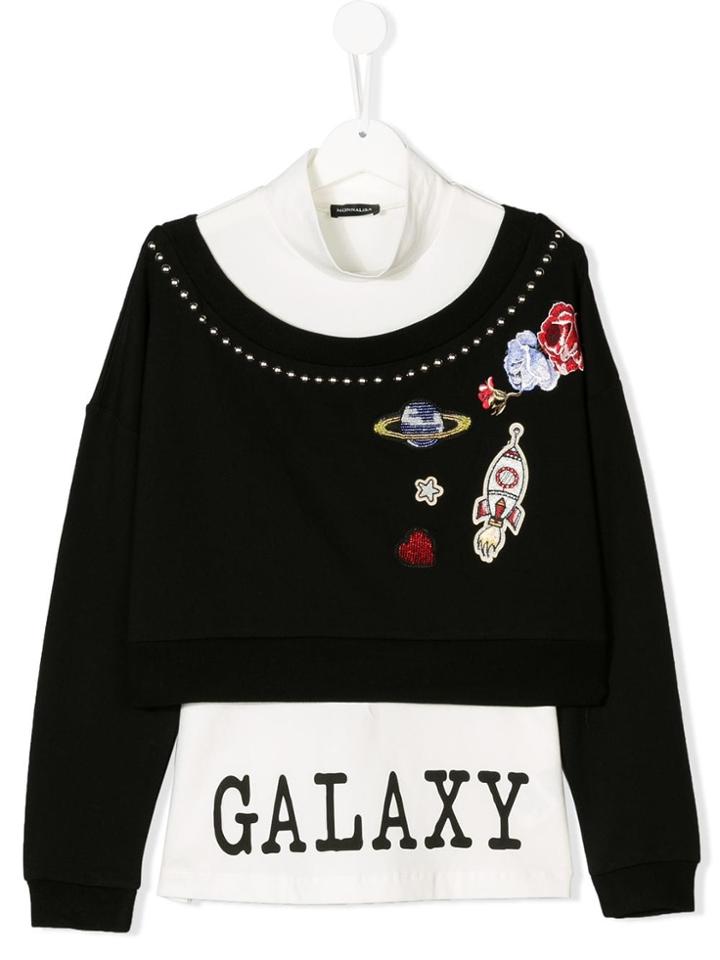 Monnalisa Teen Layered Galaxy Sweatshirt - Black