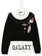 Monnalisa Teen Layered Galaxy Sweatshirt - Black