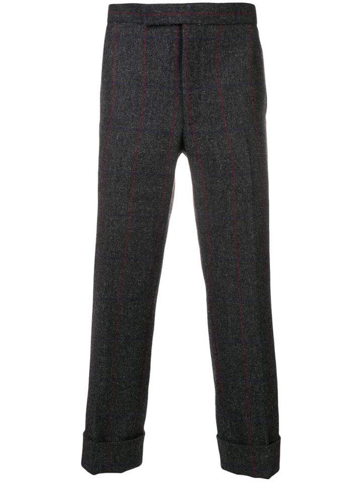 Thom Browne Herringbone Overcheck Tweed Trouser - Grey