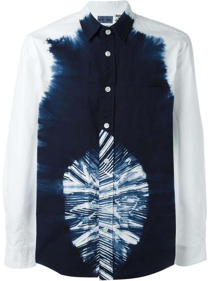 Blue Blue Japan Tie Dye Print Shirt, Men's, Size: L, Cotton