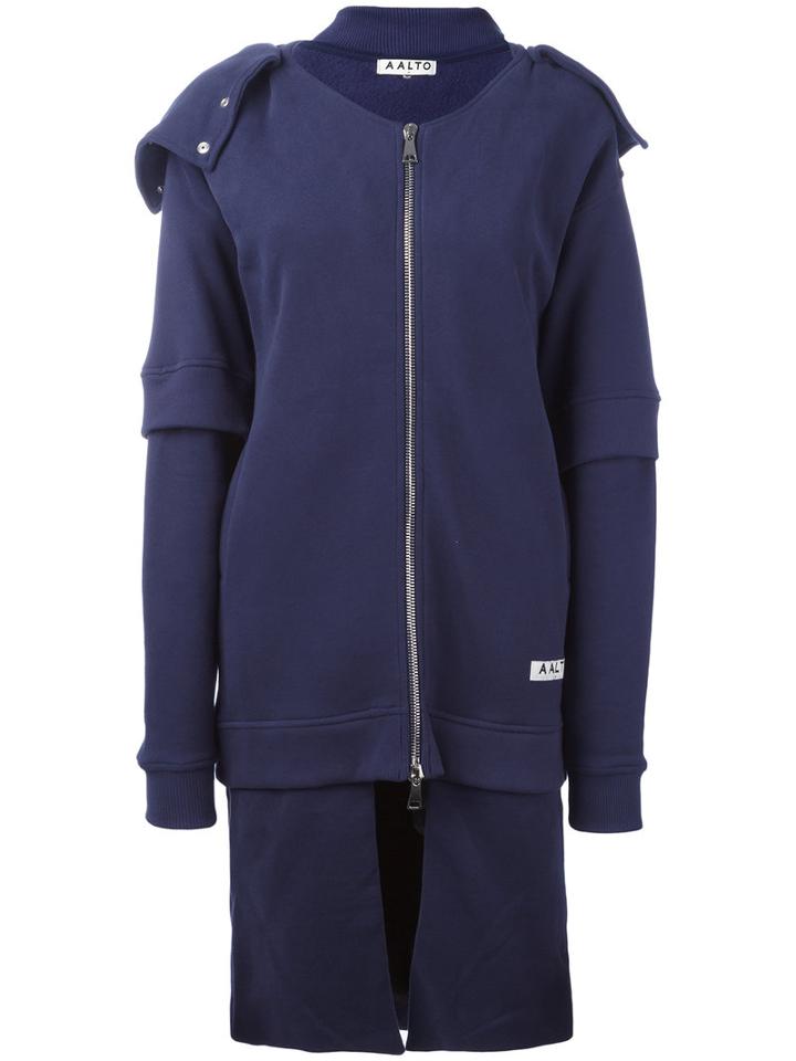 Aalto Zipped Hooded Coat, Women's, Size: 36, Blue, Cotton/viscose