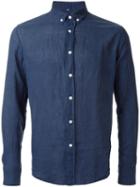 Venroy Buttoned Collar Shirt, Men's, Size: Medium, Blue, Linen/flax