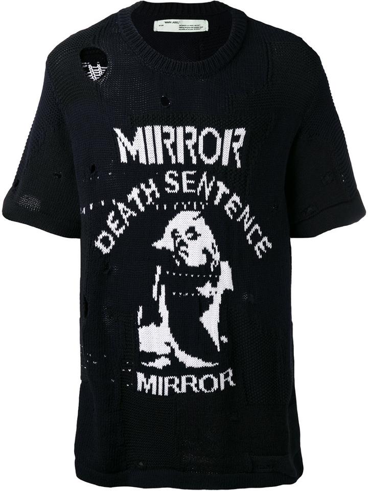 Off-white Distressed Knit T-shirt, Men's, Size: Small, Black, Cotton/polyamide/polyester