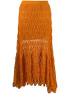 Loewe Knitted Over-the-knee Skirt - 9100 Orange
