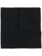 Woolrich Logo Patch Knitted Scarf - Black