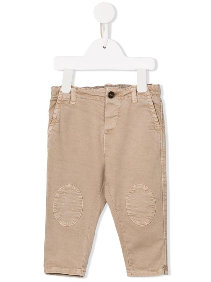 Babe And Tess - Knee Patch Trousers - Kids - Cotton/spandex/elastane - 12 Mth, Nude/neutrals