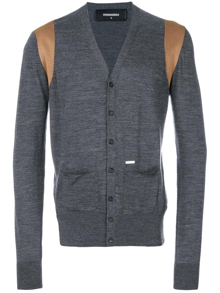 Dsquared2 - Contrast Panel Cardigan - Men - Wool/viscose - M, Grey, Wool/viscose