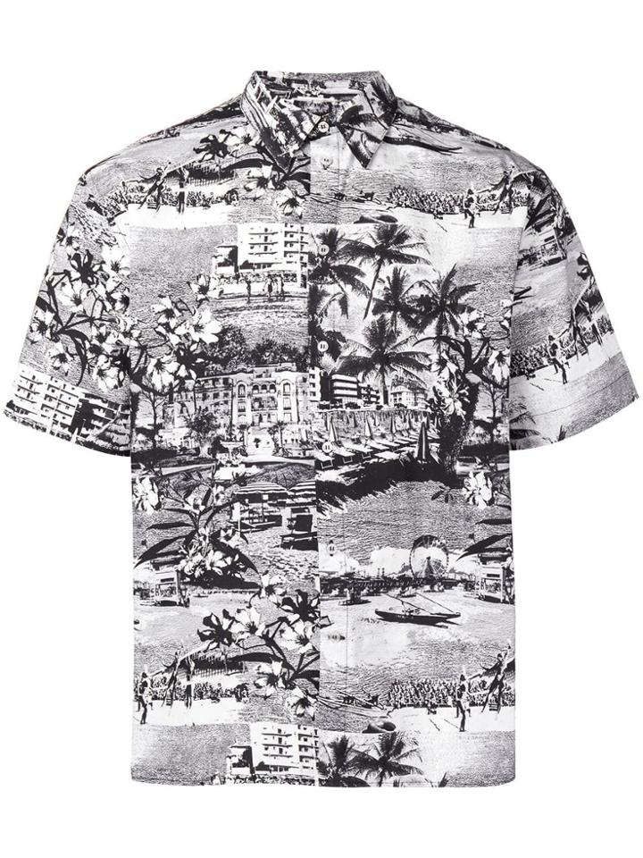 Msgm Haway Print Shirt - Grey