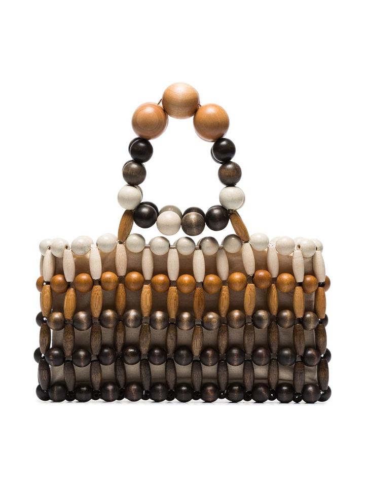 Cult Gaia Brown Cora Bamboo Clutch