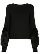 Guild Prime Faux Fur Patch Sweater - Black