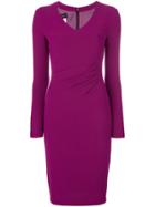Talbot Runhof V-neck Long-sleeved Dress - Pink & Purple