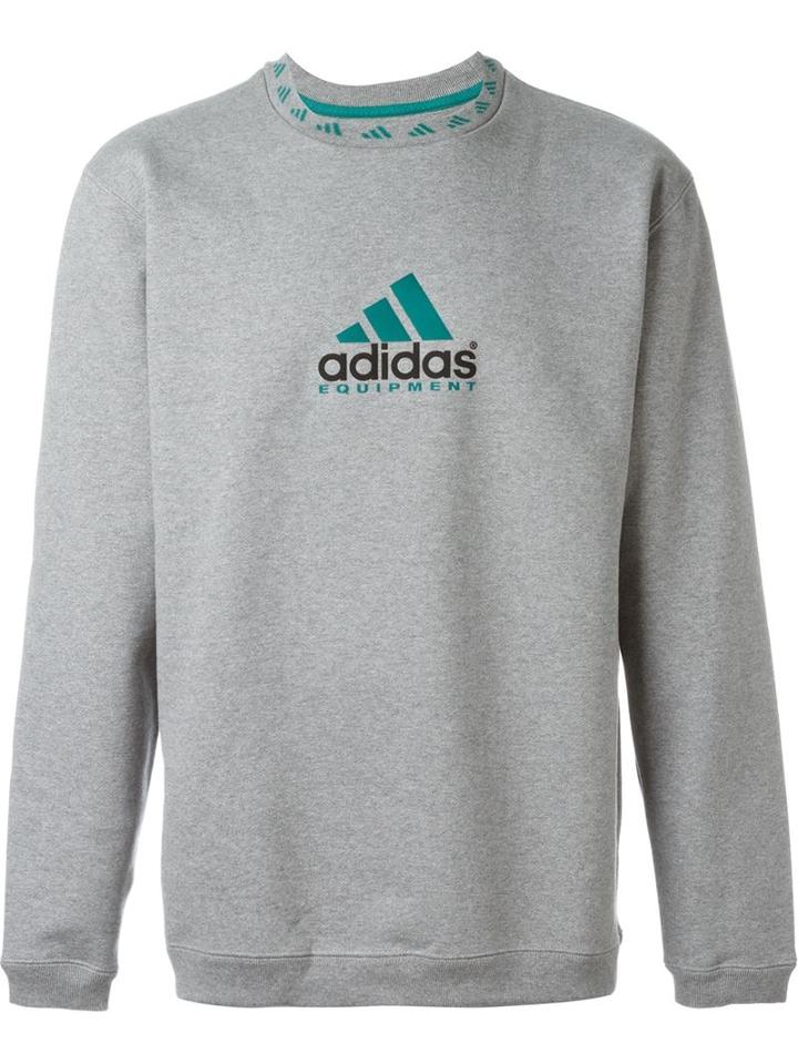 Adidas Logo Print Sweatshirt, Men's, Size: Xl, Grey, Cotton/polyester